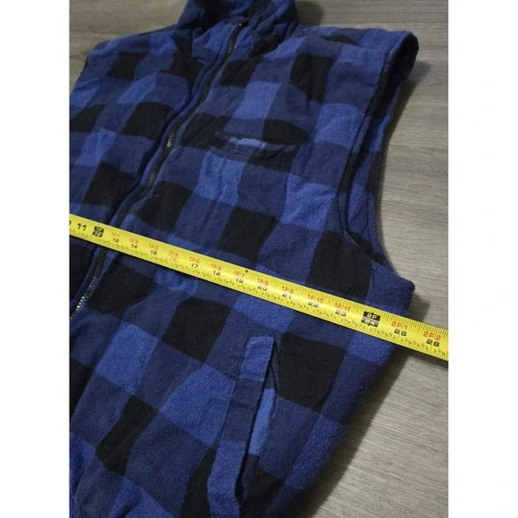 VTG Ozark Trail Flannel Padded Vest Men's XL Blue Buffalo Plaid Full Zip Pockets - Picture 8 of 10